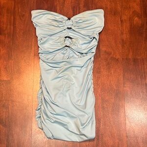 size XS blue strapless cutout shein bodycon mini dress